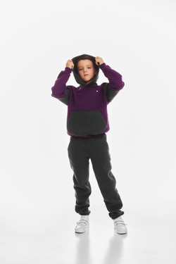 Дитячий спортивний утеплений костюм Kindamor Active Heat Grey/Purple, фліс для хлопчика