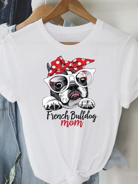 Футболка жіноча біла French Bulldog mom Love&Live