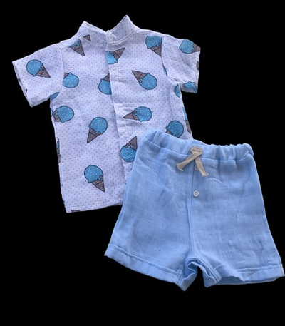 Костюм 2в1: теніска, шорти "Морозиво", муслін ТМ "P4" (98 см)