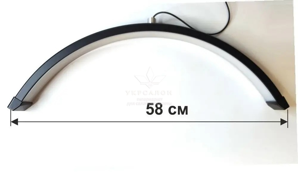 Бестеневая Led лампа для бьюти мастера универсальная полумесяц 58 см, 24 Вт, черная