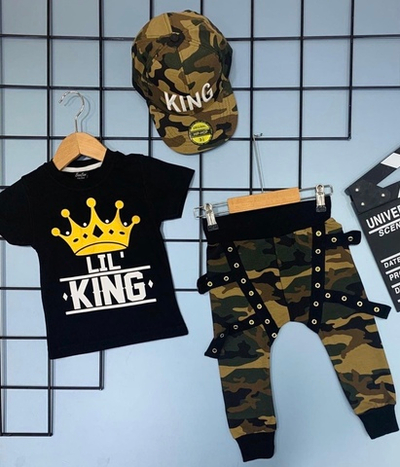 Костюм 3в1: футболка, штани, бейсболка "King", двунитка, бавовна ТМ "Bam Bam" (110-116 см)