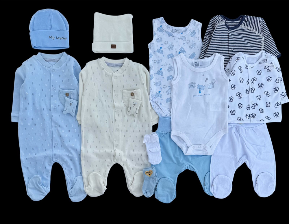 Готовий набір одягу для маловагових новонароджених діток, набір для близнят, двійнят, 50-56 см