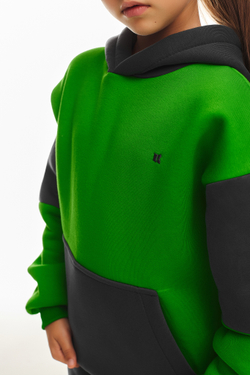 Дитячий спортивний утеплений костюм Kindamor Active Heat Grey/Green, фліс для дівчинки