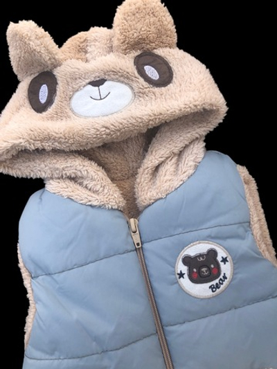 Жилетка з капюшоном "Bear", плащівка, махра (80 см)
