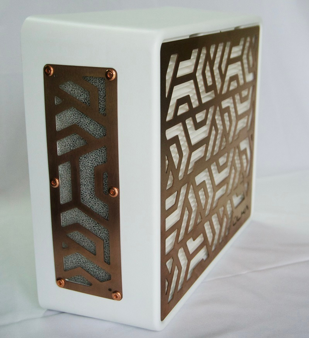 Витяжка для манікюру настільна Ulka Pemium з фільтром, колір білий (сітка рожеве золото)