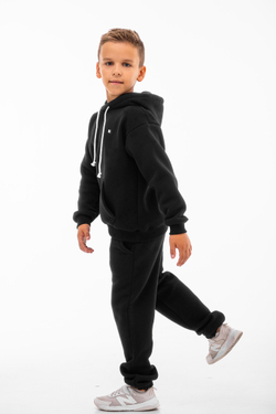Дитячий спортивний утеплений костюм Kindamor Warm Autumn Black для хлопчика, фліс чорний