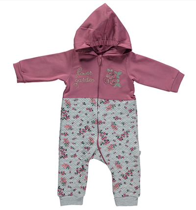 Ромпер з капюшоном "Квітка", двунитка з начосом,капітон ТМ "Bebetto"