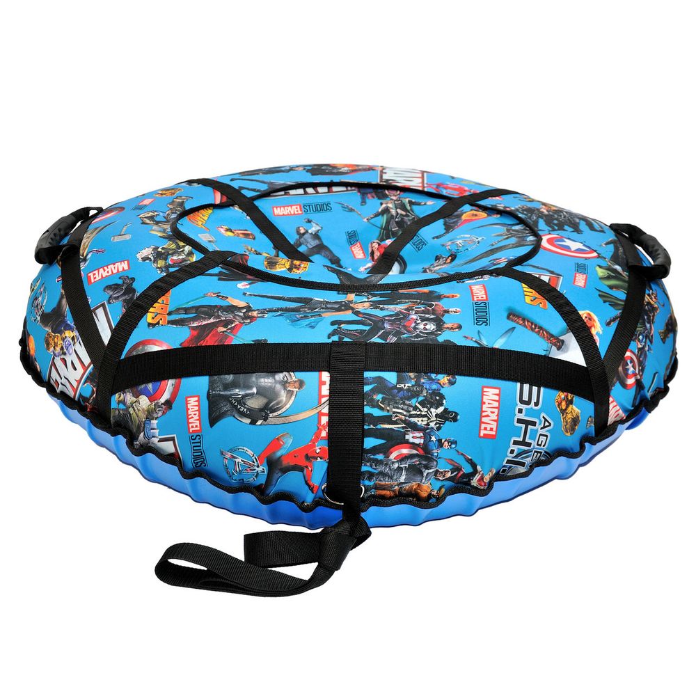 Надувные санки-ватрушки  для катания с горки "Марвел blue" диаметр 100 см. (Оксфорд, ПВХ)