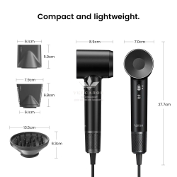 Фен Laifen профессиональный с ионизацией, 3 насадки, черный