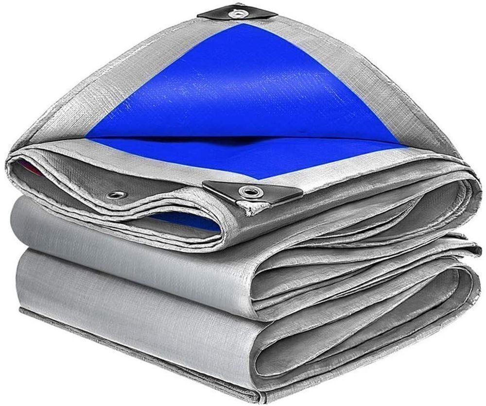 Тент 8х10 от дождя и снега, затеняющий 180г./м2 (серый/синий) тарпаулиновый. Усиленные края.