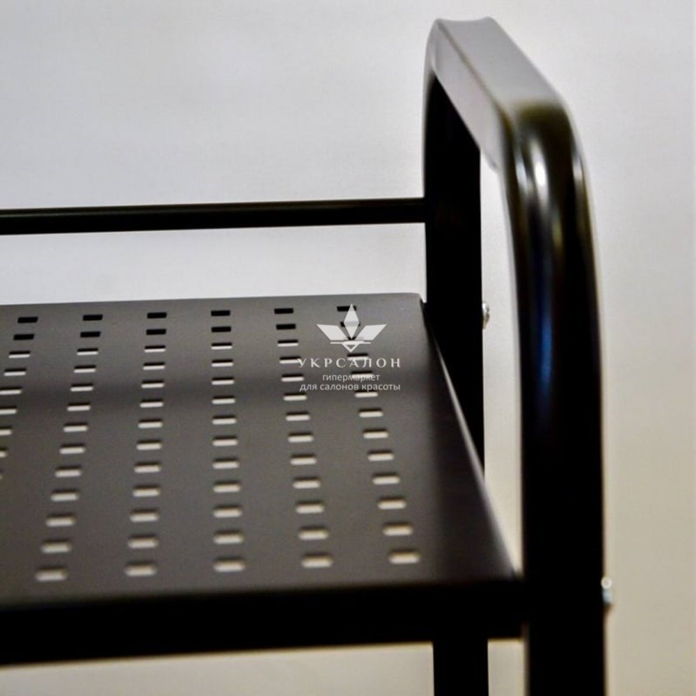 Косметологічний візок з перфорованими поличками чорний S8-p-b