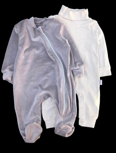 Набір одягу: ромпер, велюр на плюші і чоловічок, мустанг (62-68 см)