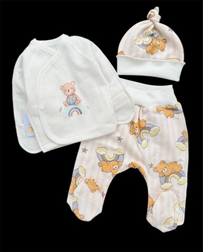 Комплект 3в1: льоля, повзунки, шапочка "Ведмедик", футер ТМ “Happy ТОТ” (56 см)