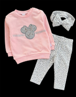 Дитячий костюм для дівчинки "Стиль Мінні": світшот, лосіни, пов'язка, двунитка ТМ Paulina, розмір 68 см