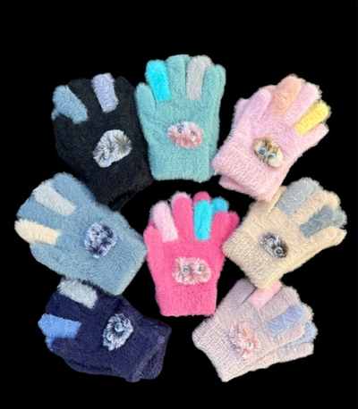 Рукавички (перчатки) "Пухнастик", пряжа мінк (4-6 років)0