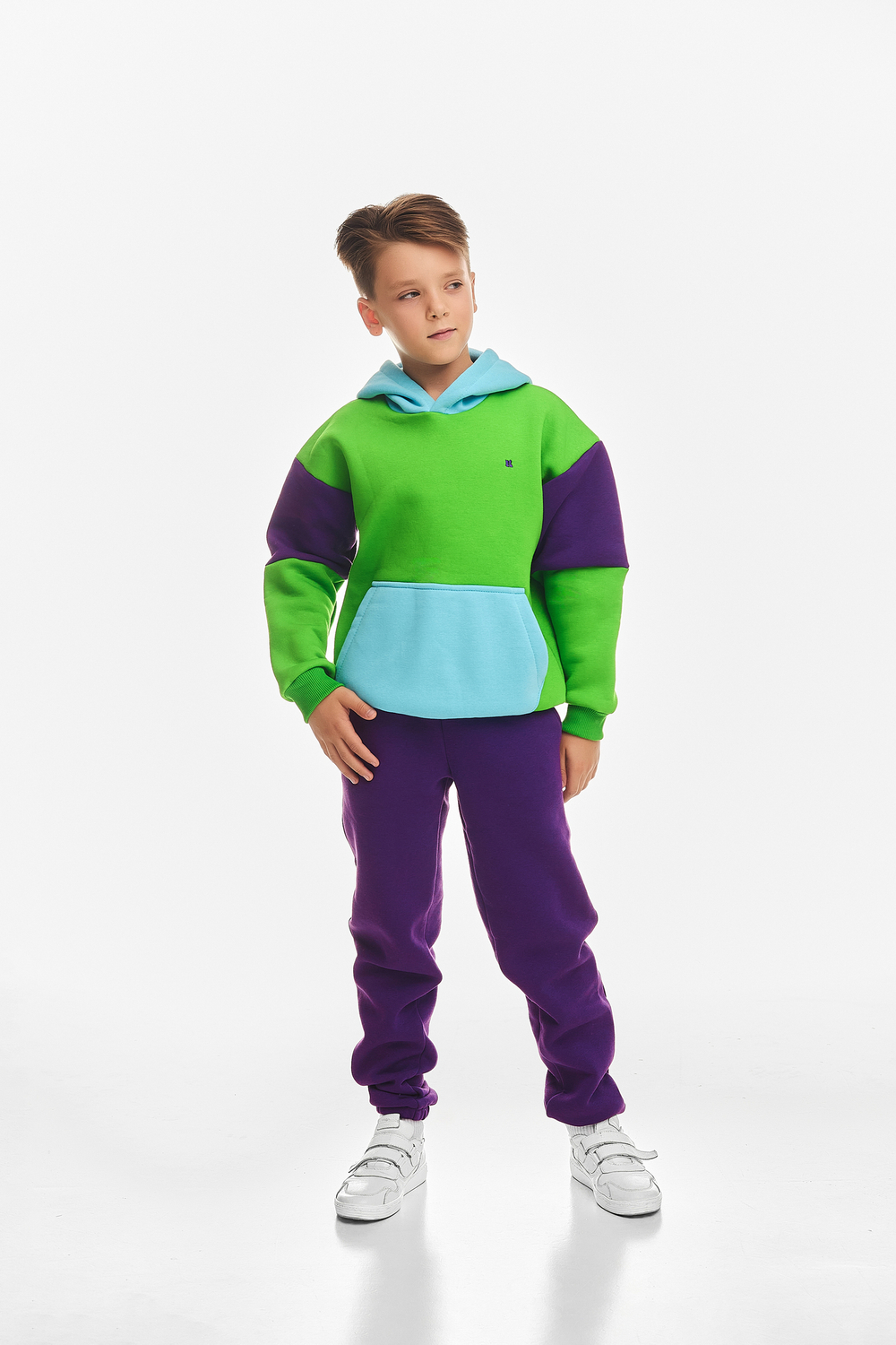 Дитячий спортивний утеплений костюм Kindamor Cozy Champion Purple/Green, фліс для хлопчика