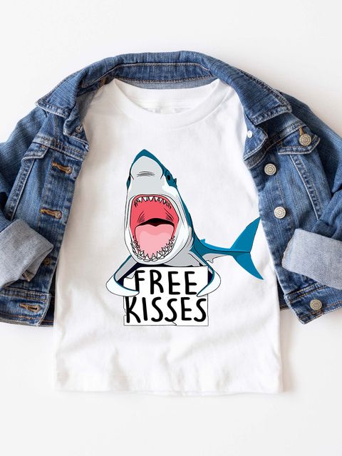 Футболка детская белая Free Shark Kiss Love&Live фото 1