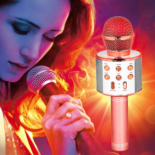 Караоке - микрофон WS 858 microSD microSD FM радио розовое золото/HA-50