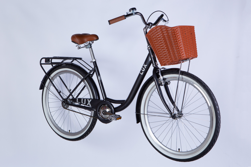 Велосипед городской 26 дюймов Dorozhnik Lux Velosteel 2025 с корзиной и багажником, рама 17"