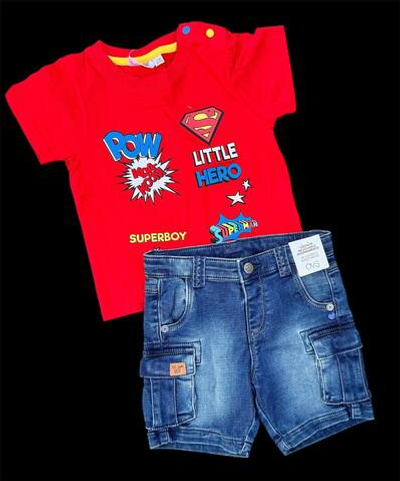 Костюм 2в1: шорти, футболка "Little Hero", бавовна, котон ТМ "OVS", "TVM" (80 см)