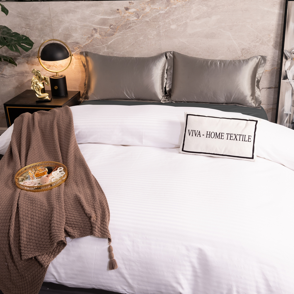 Пододеяльник Страйп Сатин Однотонный Отель белый 100% Хлопок 1x1 P1CTH036200220