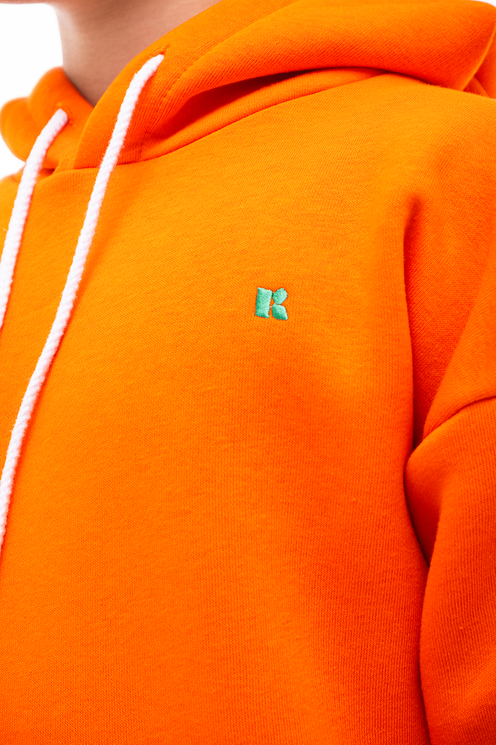 Дитячий спортивний утеплений костюм Kindamor Warm Autumn Orange для хлопчика, фліс помаранчевий з зеленим