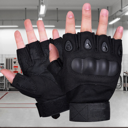 Тактичні захисні рукавички безпалі військові штурмові Чорні (L)
