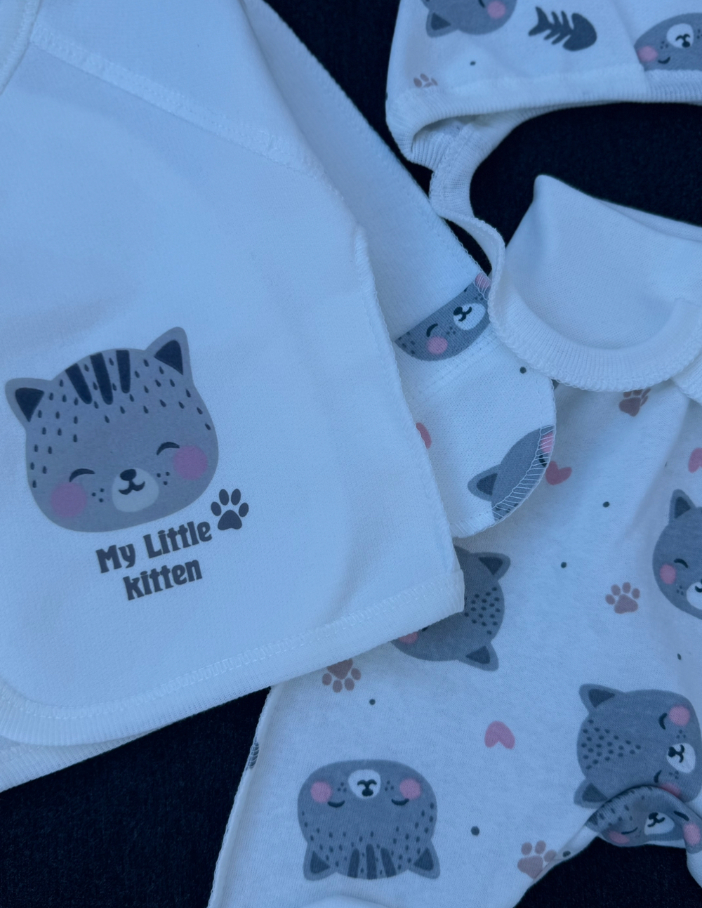 Комплект 3в1: льоля, повзунки, шапочка "My little kitten", футер ТМ “Happy ТОТ” (56 см)