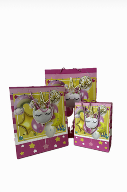Набор подарочных пакетов с единорогом — 3 штуки