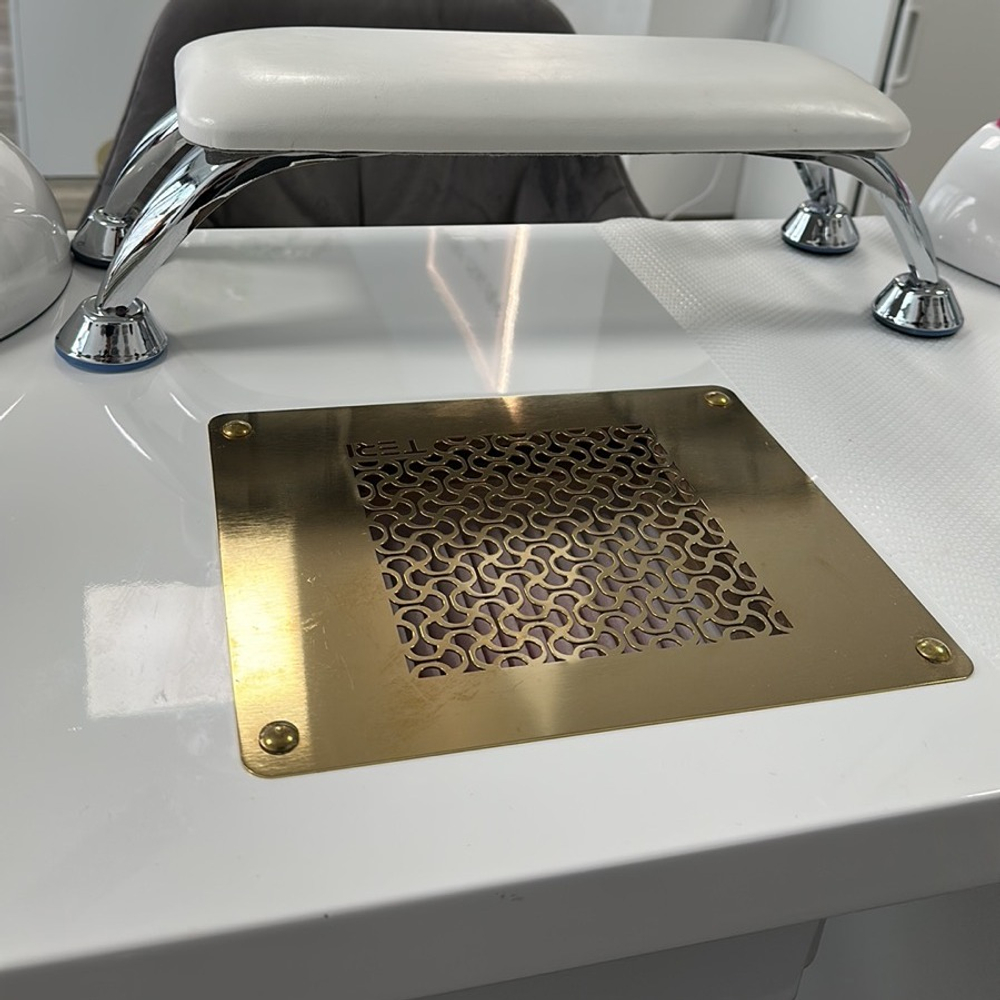 Врезная маникюрная вытяжка с HEPA фильтром Teri 800, цвет белый (сетка золотая)