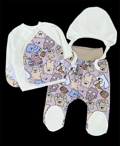 Комплект 3в1: льоля, повзунки, шапочка "Ведмедик", футер ТМ “Happy ТОТ” (56 см)