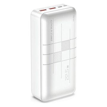 Зовнішній акумулятор повербанк Power Bank XO PR189 30000mAh | 2USB/1Type-C, 3A/22.5W, QC/PD | white