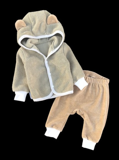 Костюм 2в1: кофта, штани "Ведмежа", набивна махра, велюр, ТМ "Happy ТоТ" (74 см)