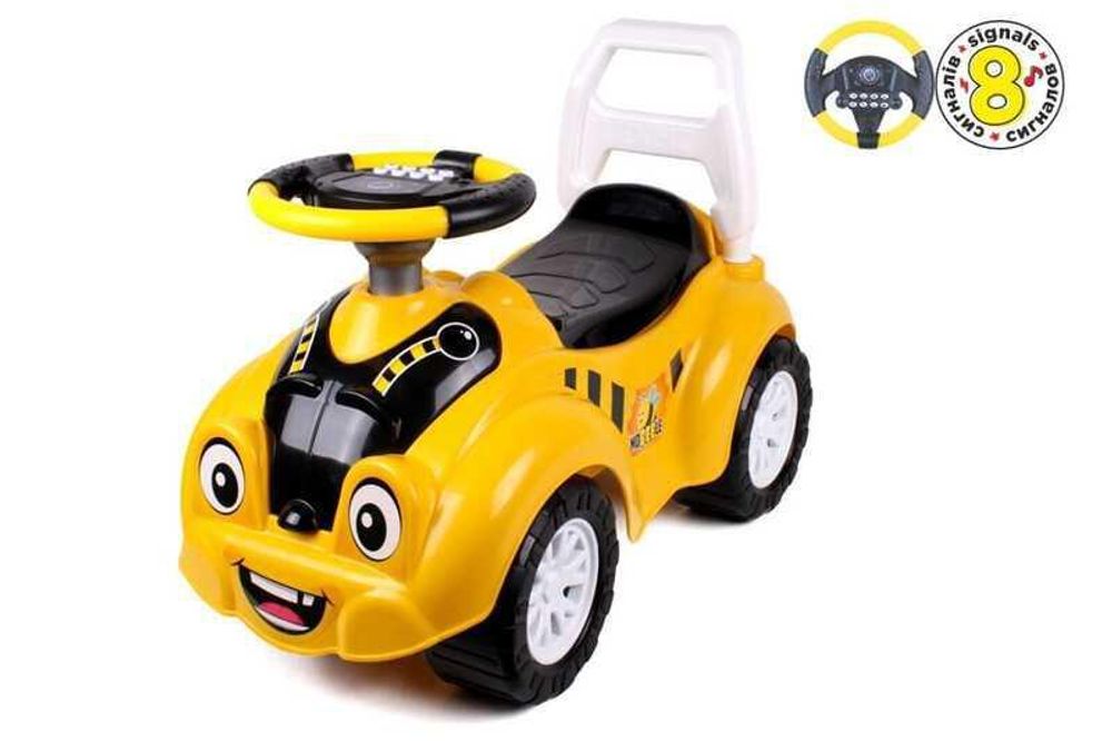 Детская каталка-толокар машинка 6689 Technok Toys звуки и сигналы, желтый