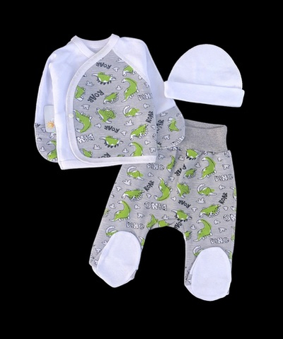 Комплект 3в1: льоля, повзунки, шапочка "Принт", інтерлок ТМ “Happy” (56 см)