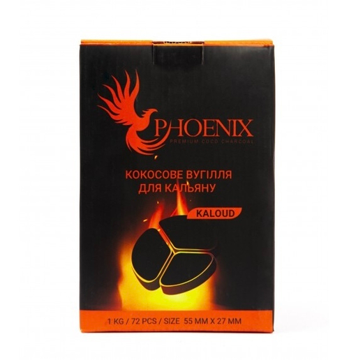 Кокосовый Уголь Phoenix Kaloud (Уголь Феникс под Калауд) 1кг 72шт 25х25