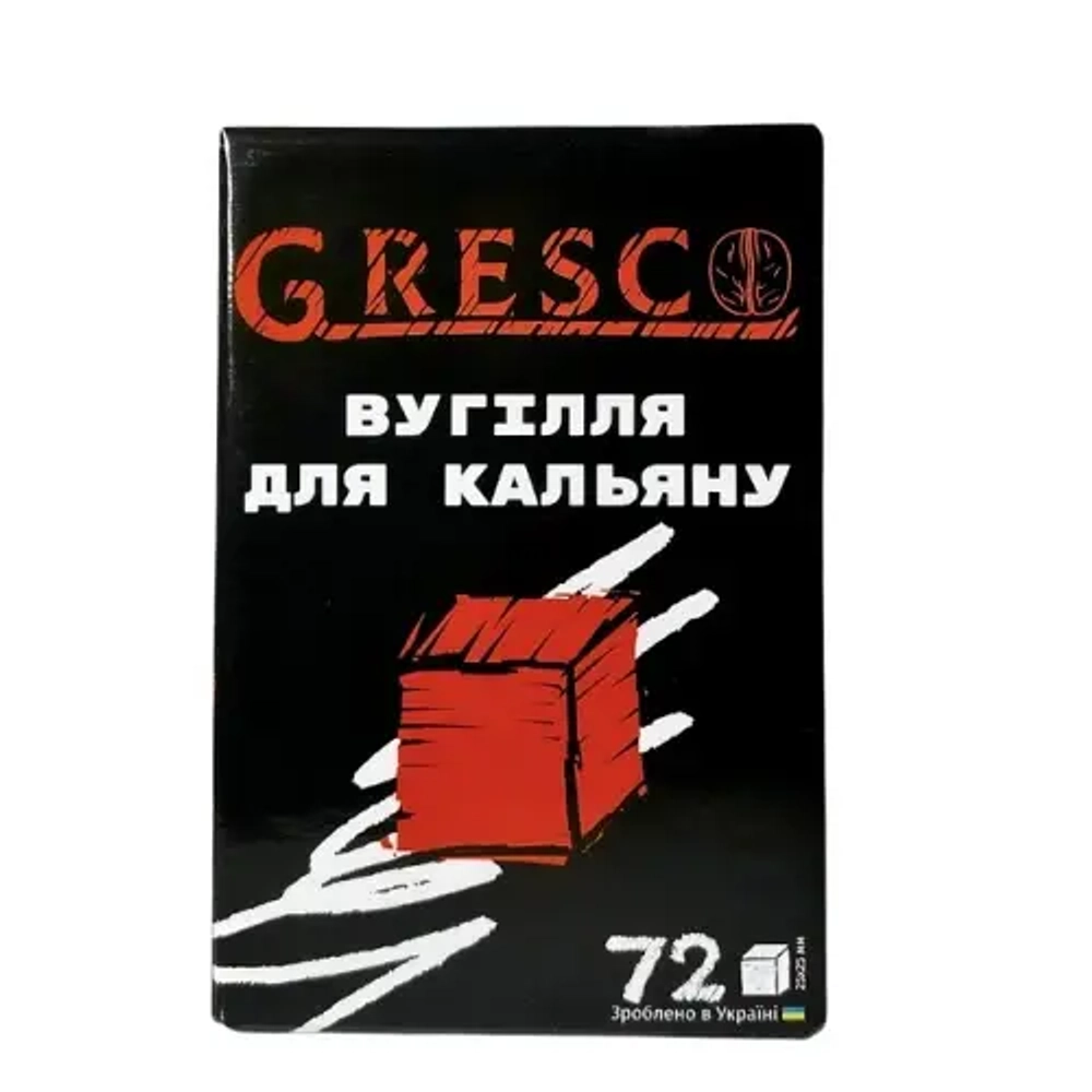 Ореховый Уголь для кальяна Gresco (Греско Куб) 1кг 72шт 25х25