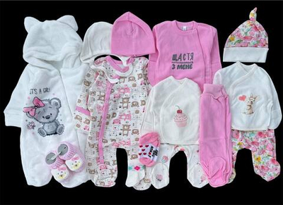 Гарний набір одягу для новонародженої дівчинки, якісний одяг для немовлят, зима, холодний демісезон (зима, весна, осінь), зріст 56 см, бавовна