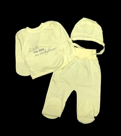 Комплект 3в1: сорочечка, повзунки, шапочка "Диво", футер ТМ "UA" (56 см)