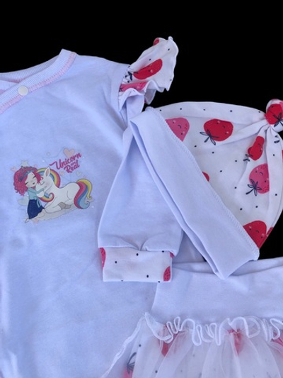 Комплект 3в1: боді з довгим рукавом, повзунки, шапочка "Принт", інтерлок ТМ "Happy ToT" (62 см)