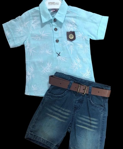 Костюм 2в1: теніска, шорти, бавовна, джинс "Aynur" (98 см)