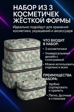 Набор из 3 косметичек жёсткой формы
