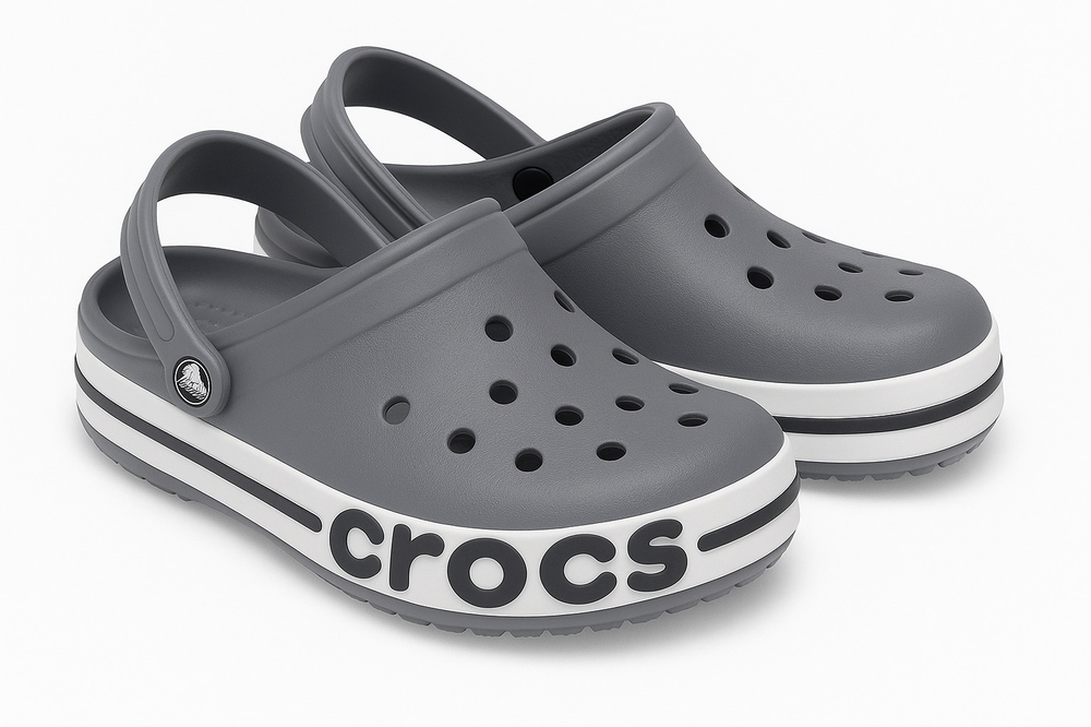 Crocs сабо — Серые с логотипом (размеры 32–44)