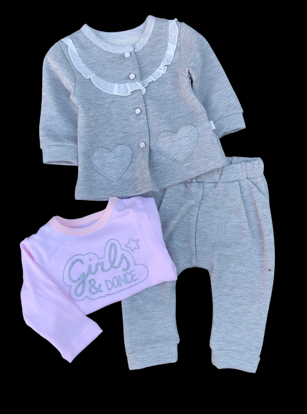 Костюм 3в1: піджак, штани, реглан "Girls & Dance" ,бавовна, двунитка петля ТМ "Bebetto"