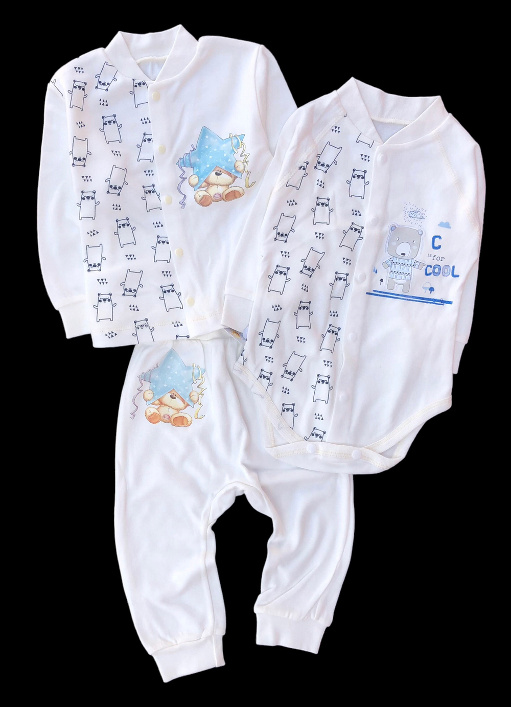 Костюм 3в1: кофта, боді та штани, бавовна ТМ "Happy ToT" (68 см)