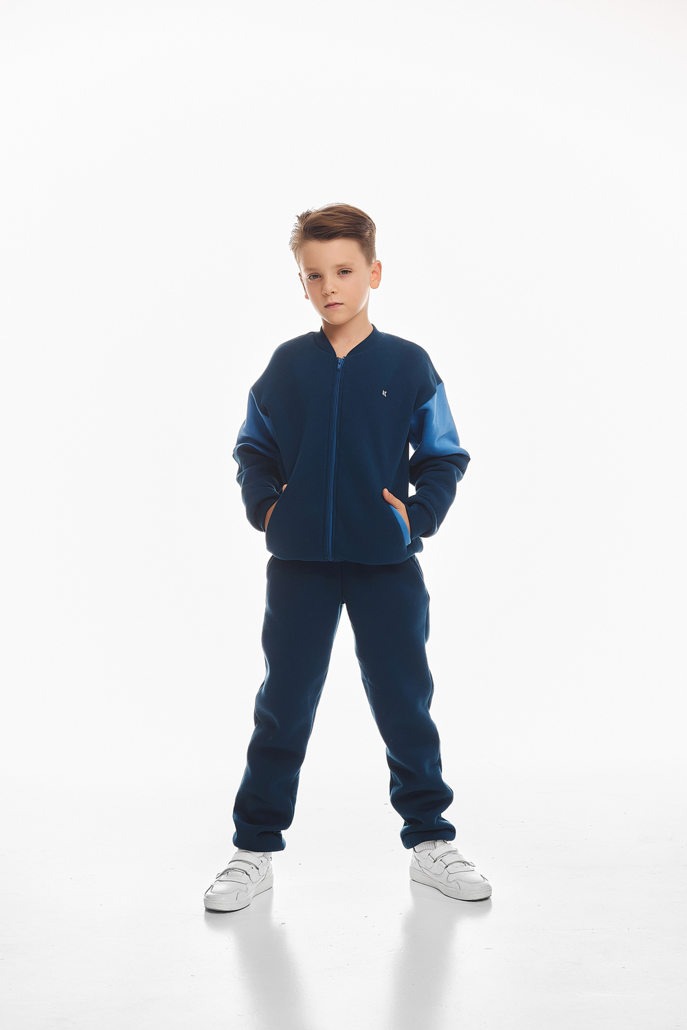 Дитячий спортивний утеплений костюм Kindamor Little Explorer Blue, фліс, на змійці, для хлопчика