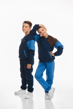 Дитячий спортивний утеплений костюм Kindamor Little Explorer Blue, фліс, на змійці, для хлопчика