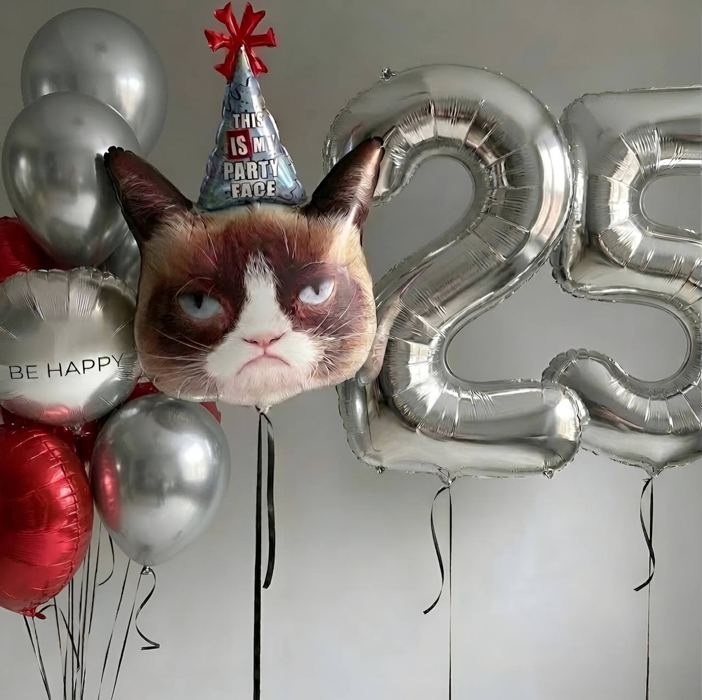 Кульки на день народження з котом в ковпачку