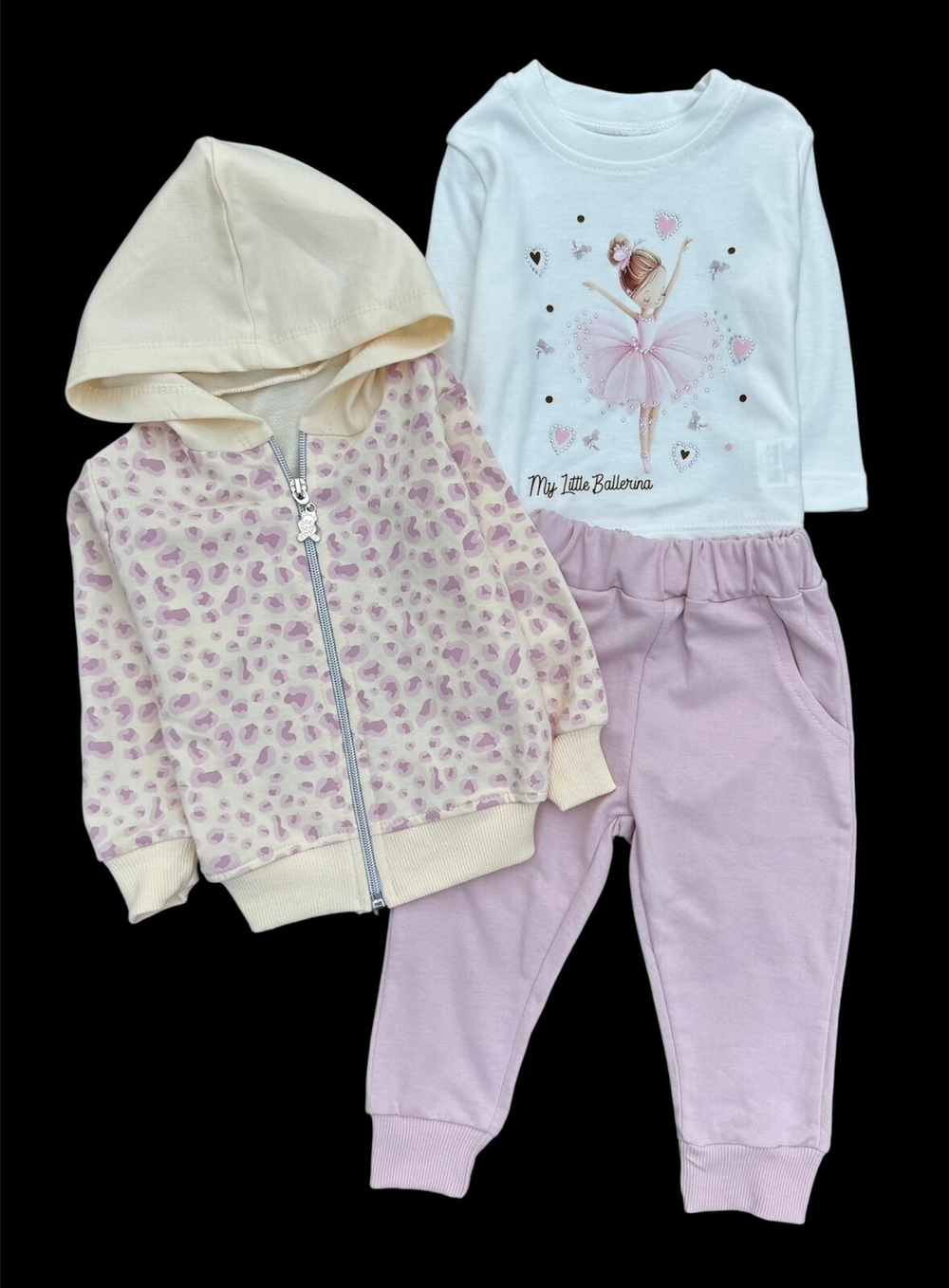 Костюм 3в1: кофта, штани, реглан "My Little Balerina", двунитка, бавовна ТМ "Partner"
