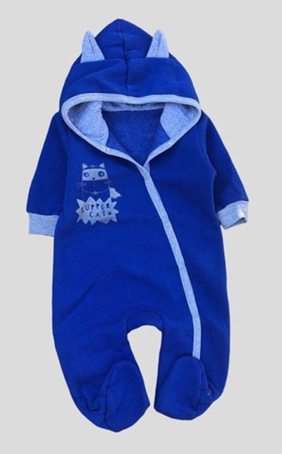 Комбінезон (ромпер) з капюшоном "Супер кіт", трьохнитка з начосом "SM"